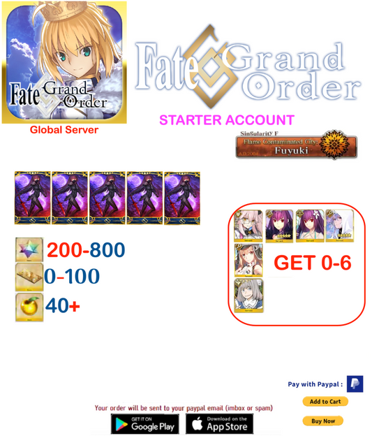 [GLOBAL SERVER]   Scáthach Np5 Fate Grand Order Starter Account
