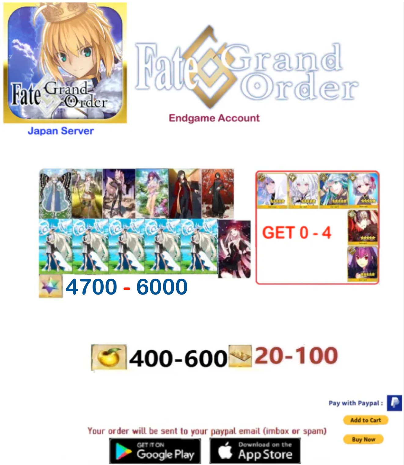 ⭐[JP Server] custom x1 NP5  + 4700 SQ  Fate Grand Order FGO  Endgame  v21