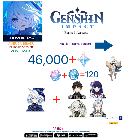 [ALL SERVERS] 46k + FURINA + ???   Genshin Impact  Farmed  Account