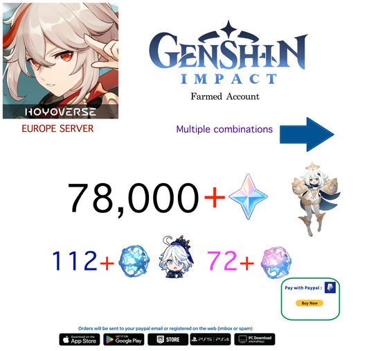 ⭐[EUROPE/EU]⭐ Primogems Fates Genshin Impact Reroll Farmed Account