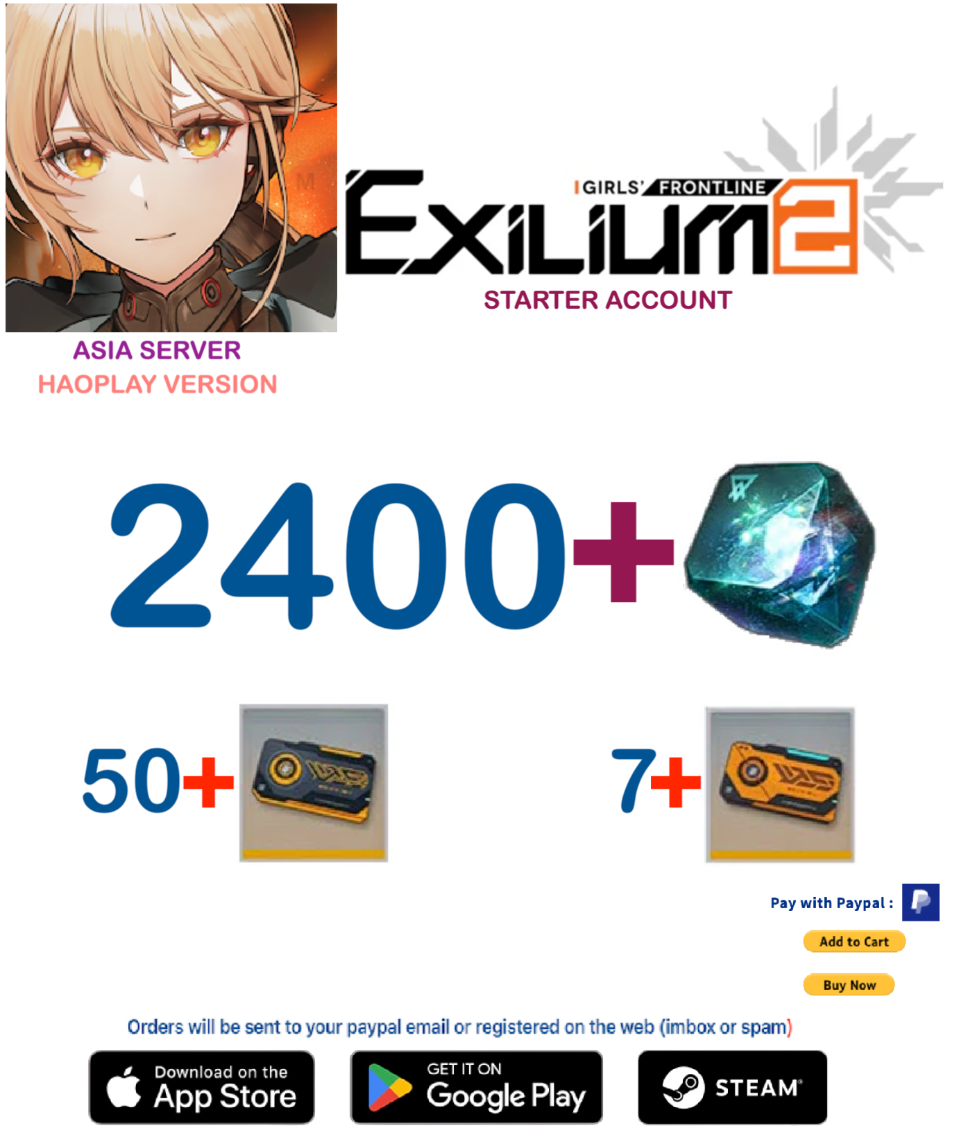 (Global Server-Asia - Haoplay)  2400+ Collapse Piece GIRLS' FRONTLINE 2: EXILIUM Starter account