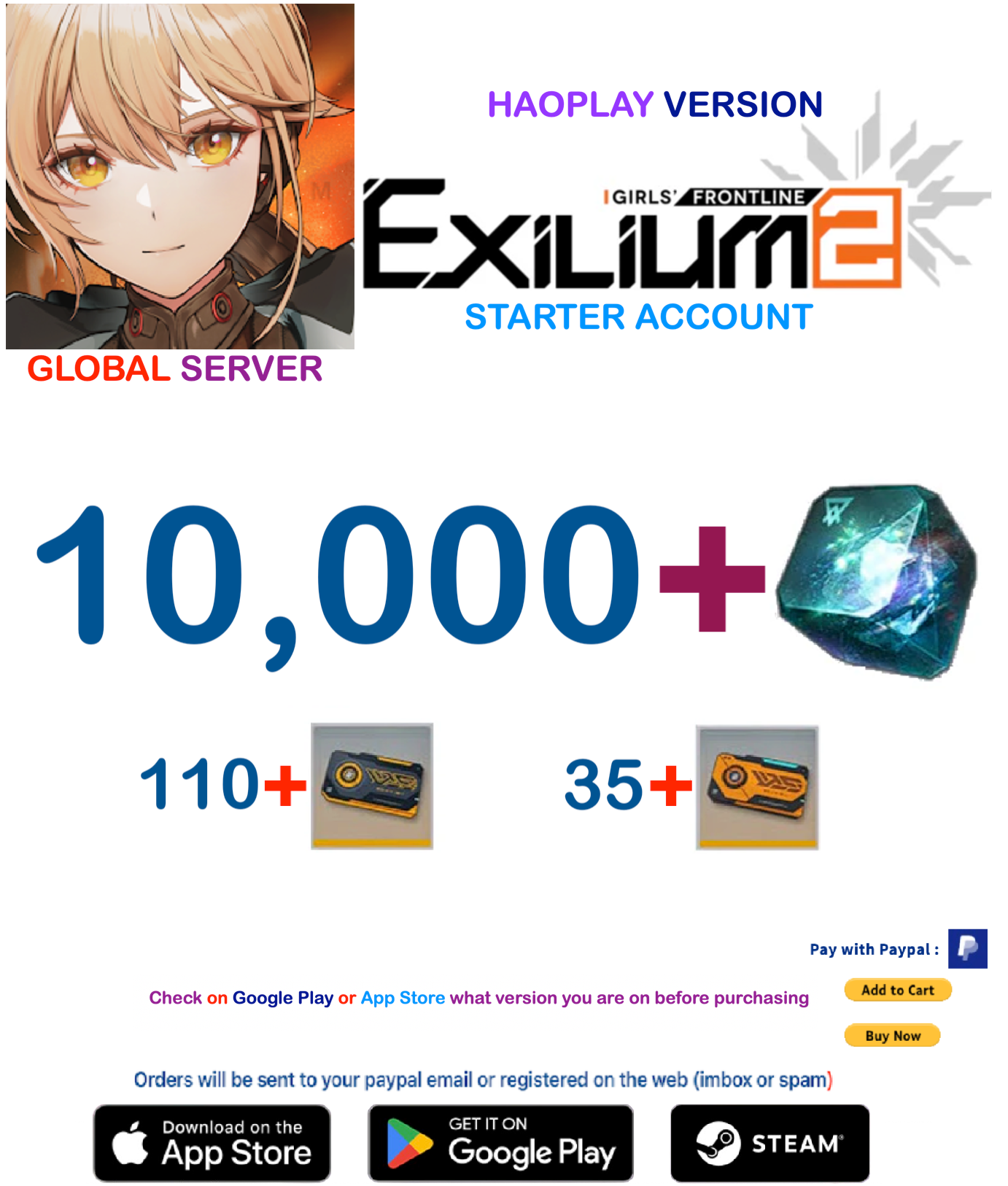 (Global Server - Haoplay)  10,000+ Collapse Piece GIRLS' FRONTLINE 2: EXILIUM Starter account