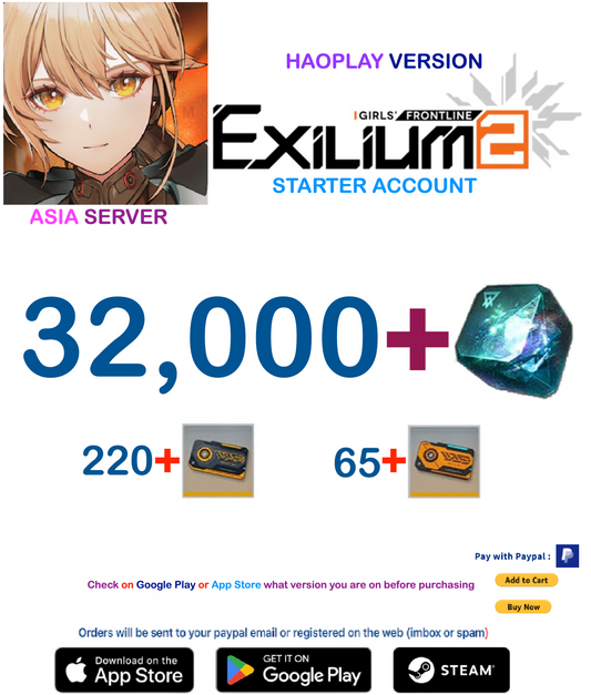 (Global Server-Asia - Haoplay) 32.000+ Collapse Piece GIRLS' FRONTLINE 2: EXILIUM Starter account
