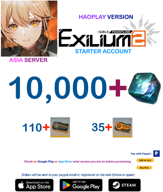 (Global Server-Asia - Haoplay) 10.000+ Collapse Piece GIRLS' FRONTLINE 2: EXILIUM Starter account