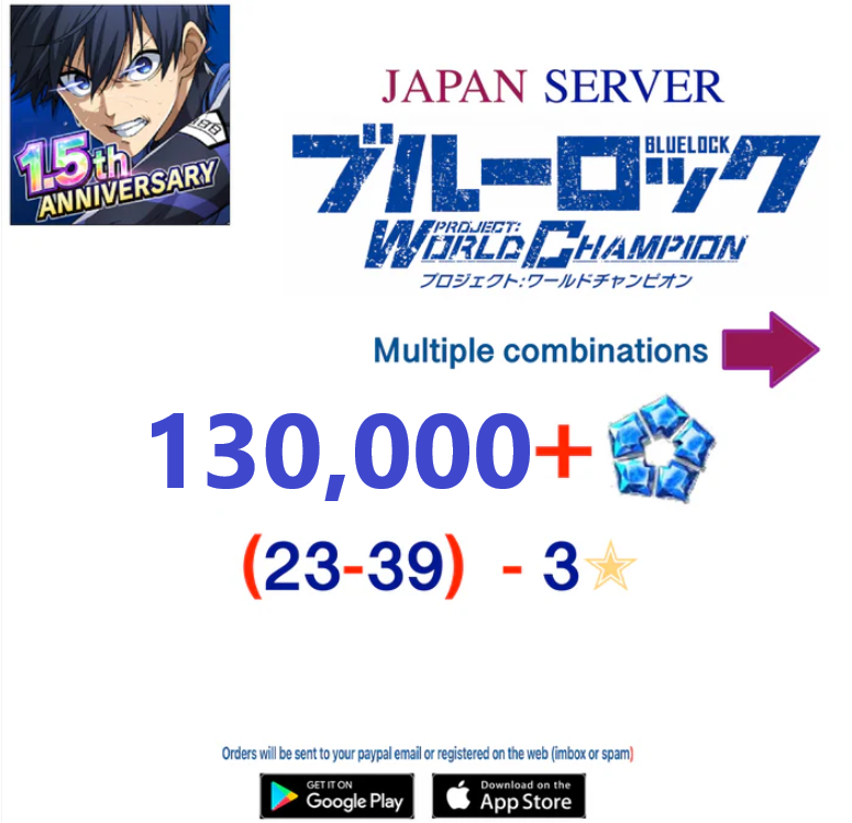 [Japan Server] 130,000+Gems  BLUE LOCK Project: World Champion  Reroll Starter Account