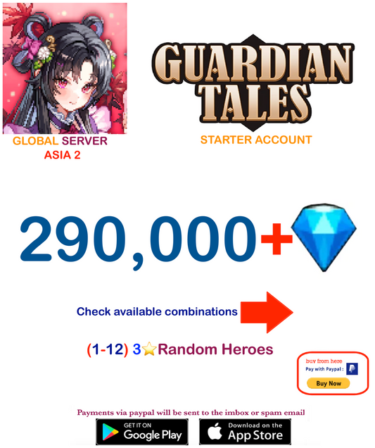 (Global Server - ASIA 2)  Guardian Tales Starter Account  (Unlinked)