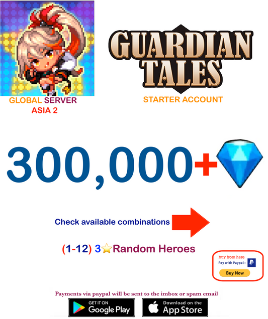 (Global Server - ASIA 2)  Guardian Tales Starter Account  (Unlinked)