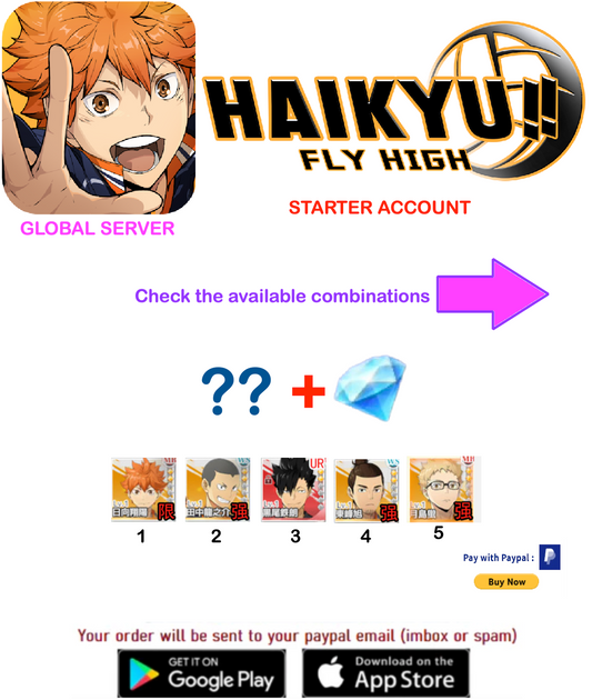[GLOBAL/SEA/NA SERVER/UNLINKED ] ?? Gems HAIKYU!! FLY HIGH  Starter Account v7
