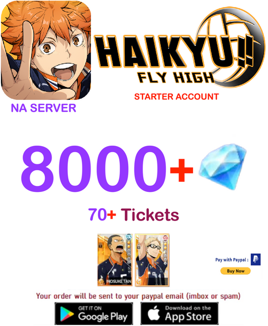 [NA SERVER/INSTANT DELIVERY] ?? Gems HAIKYU!! FLY HIGH Starter Account v2