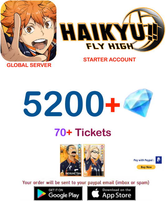 [GLOBAL SERVER/UNLINKED] ?? Gems HAIKYU!! FLY HIGH Starter Account v1