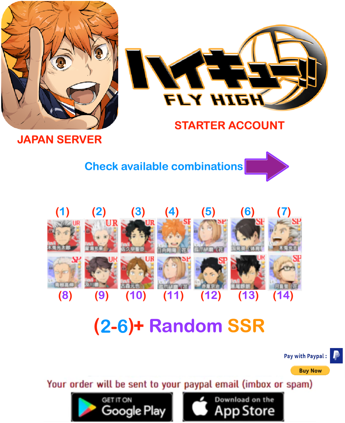 [JAPAN SERVER/INSTANT DELIVERY] ?? Gems HAIKYU!! FLY HIGH Starter Account v5
