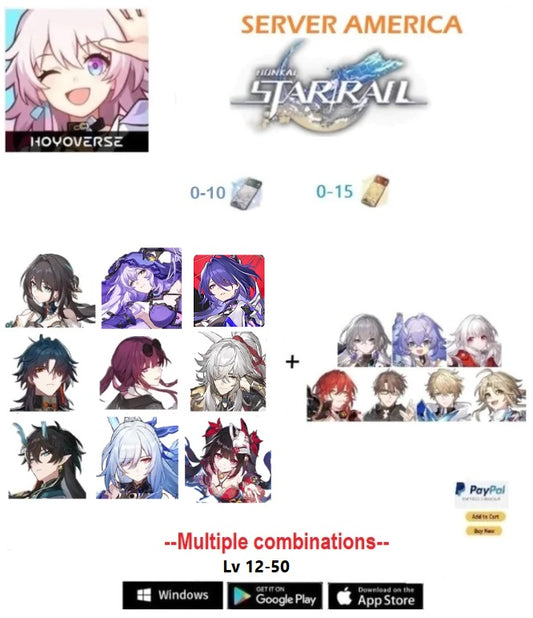 [America Server] Jingliu,Acheron,Ruan Mei=Robin+ Multiple Combinations Honkai  Reroll(Farmed-Starter) Account