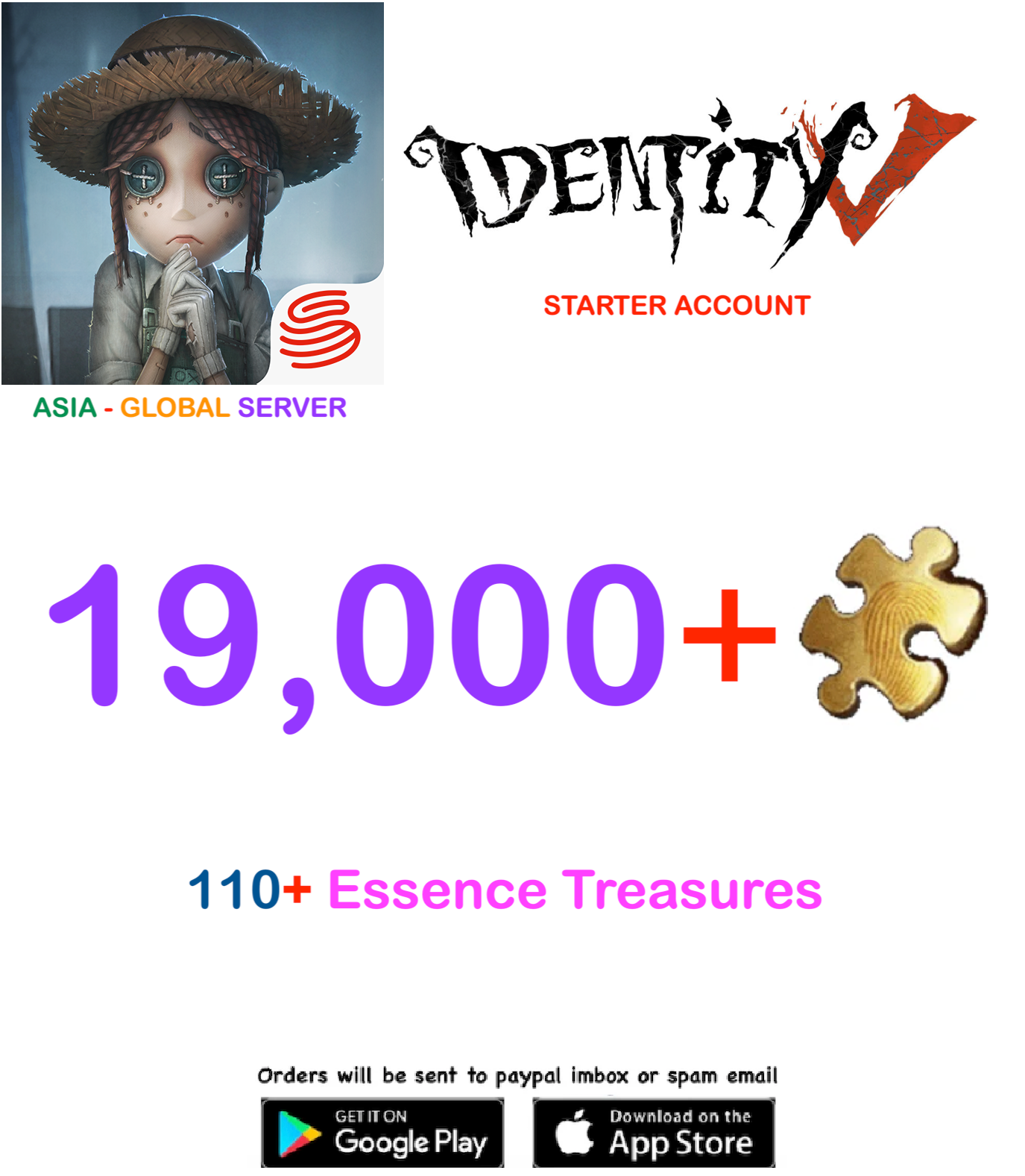 [GLOBAL-ASIA SERVER]  19,000 + Clues  Identity V Starter Account