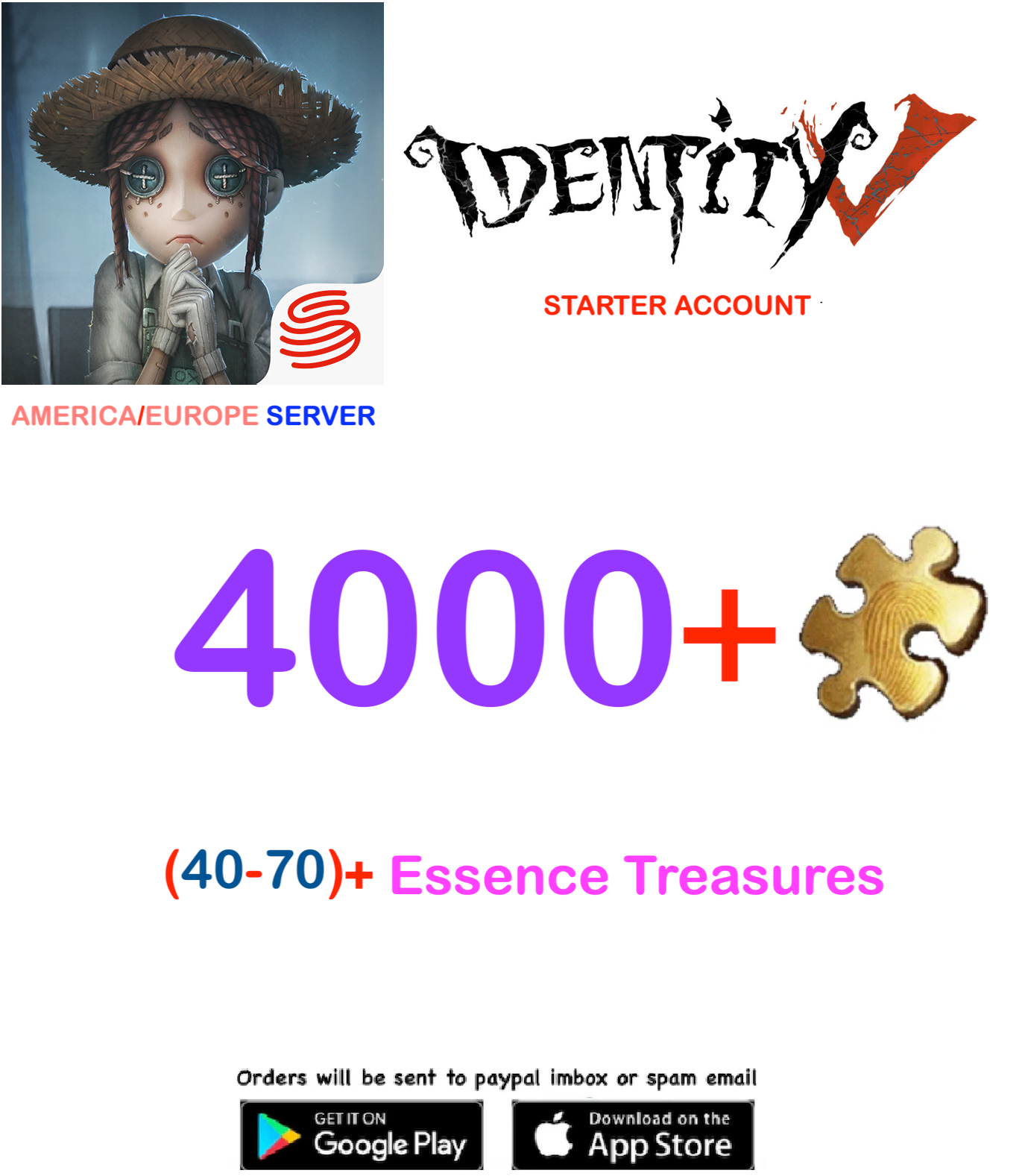 [GLOBAL-AM/EU SERVER]  4000 + Clues  Identity V Starter Account