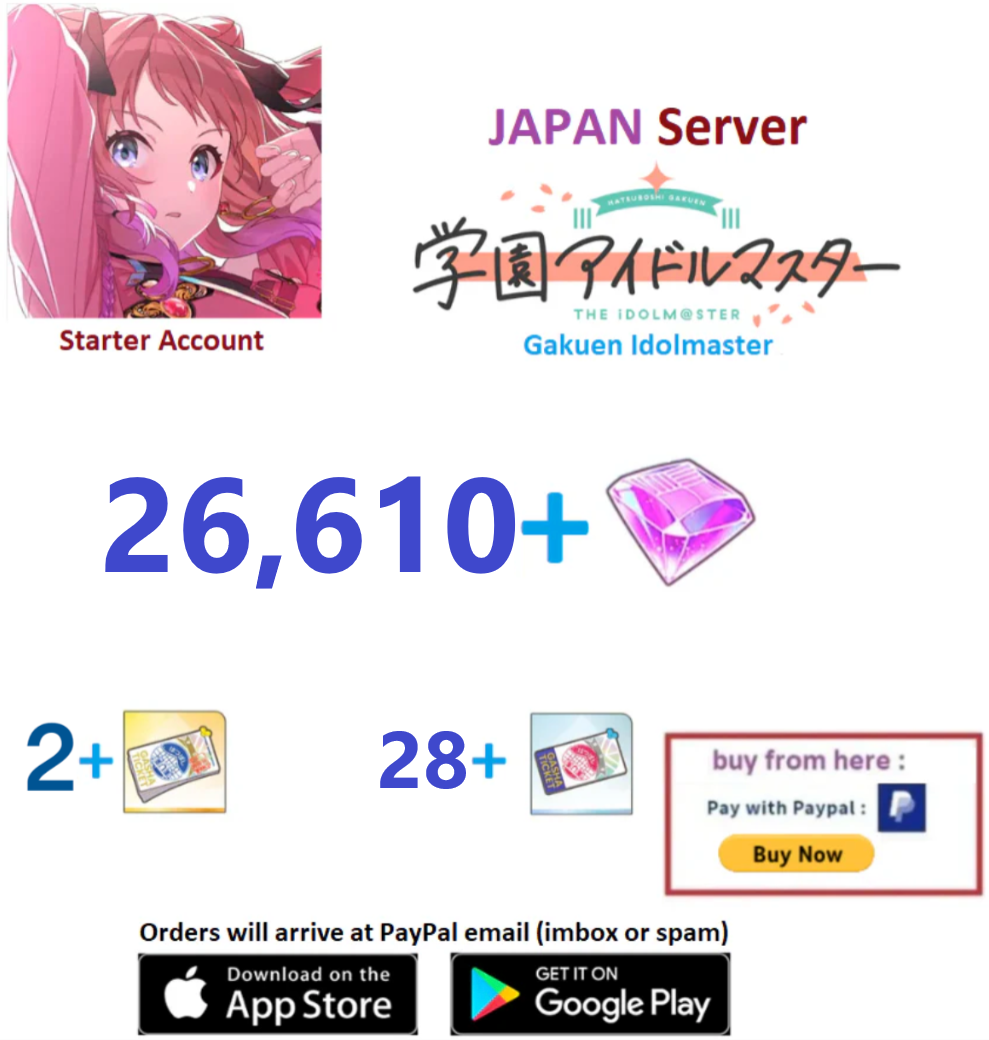 (Japan Server)  26,610 Gems Gakuen Idolmaster Starter Account