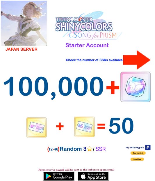 (Japan Server)  ?? + Prism Jewels  Idolmaster Idolmaster Shiny Colors Song for Prism Reroll Starter Account