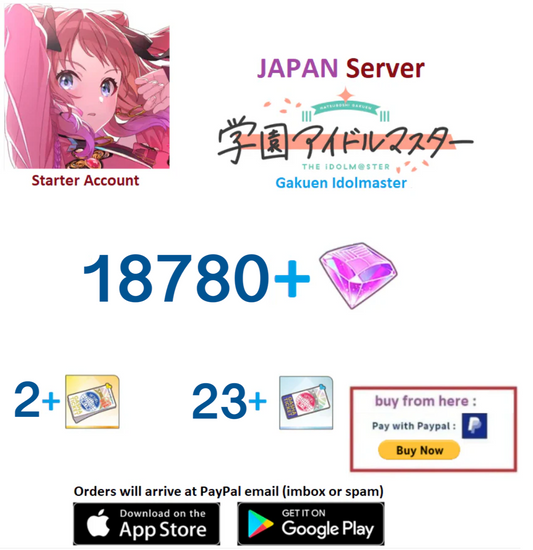 (Japan Server)  18,780 Gems Gakuen Idolmaster Starter Account