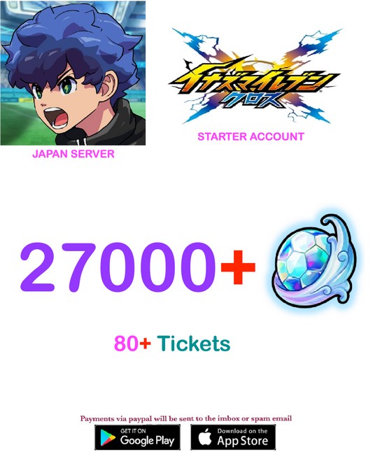 (Japan Server)  27,000 +  Gems  Inazuma Eleven Cross Starter Account v1