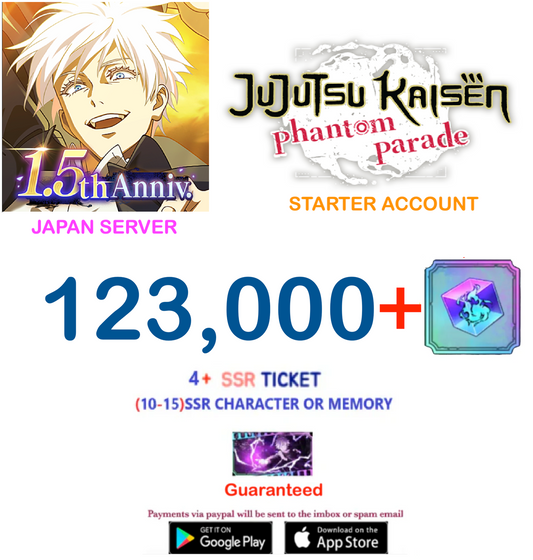 (Japan Server)  123000  Gems  Jujutsu Kaisen: Phantom Parade Reroll Starter Account