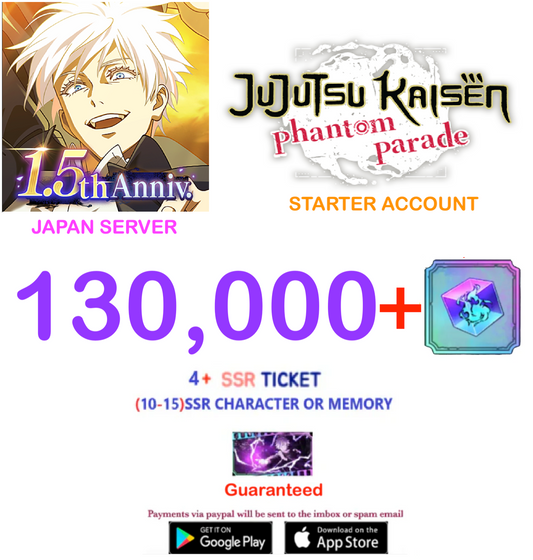 (Japan Server)  130000  Gems  Jujutsu Kaisen: Phantom Parade Reroll Starter Account
