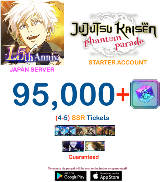 (Japan Server)  95,000  Gems  Jujutsu Kaisen: Phantom Parade Starter Account v2