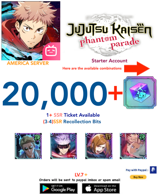 (America Server)Selectable Characters --   Jujutsu Kaisen: Phantom Parade Reroll Starter Account