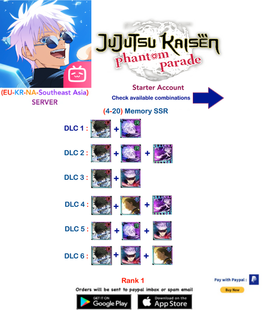 (All Servers)Selectable Characters --   Jujutsu Kaisen: Phantom Parade Reroll Starter Account