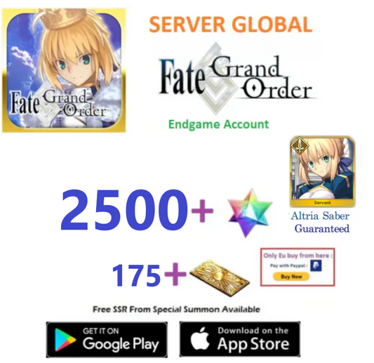 [NA Server] 2500 SQ    Fate Grand Order FGO Quartz Endgame Account