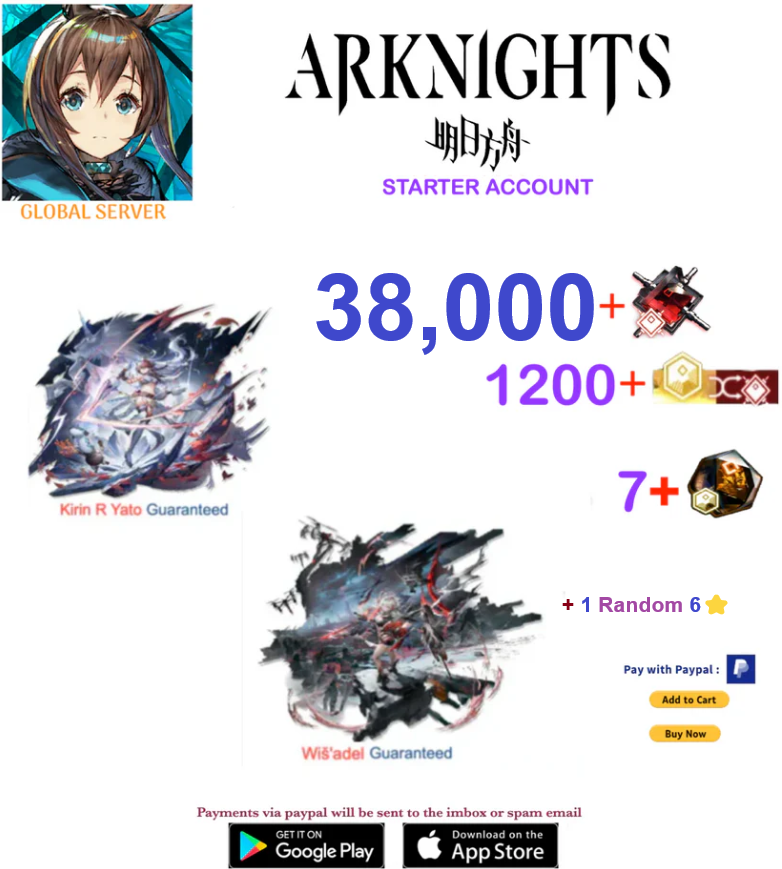 [Global Server] 38,000 +Wiš'adel + Kirin R Yato⭐ character  Arknights Starter Account
