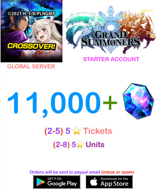 ⭐[GLOBAL SERVER]⭐ 11.000 +Gems  Grand Summoners Fresh Starter Account