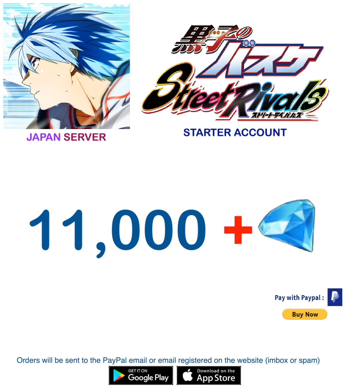 (Japan Server)  11,000+ Diamonds  Kuroko Basketball Street Rivals