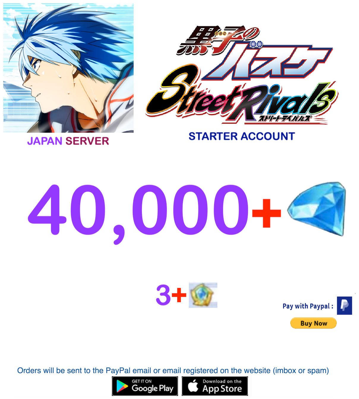 (Japan Server/UNLINKED)  40,000+ Diamonds  Kuroko Basketball Street Rivals
