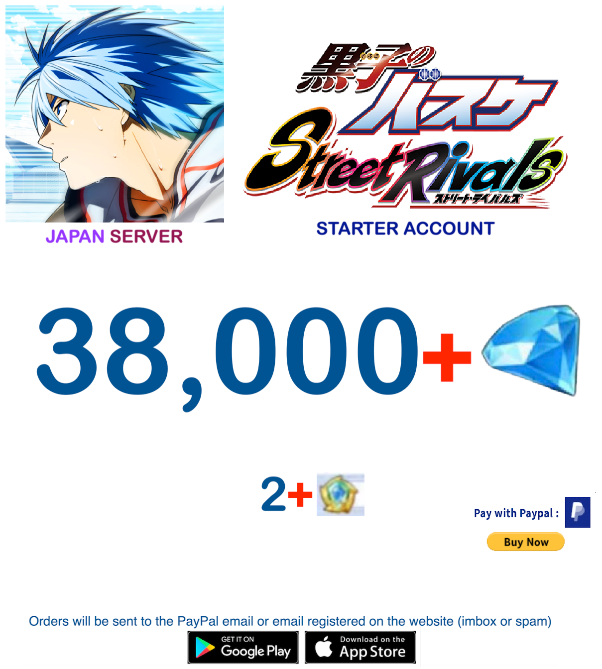 (Japan Server/UNLINKED)  34,000+ Diamonds  Kuroko Basketball Street Rivals v1