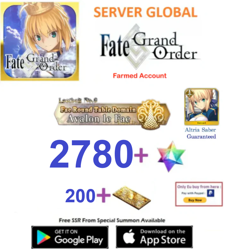 [NA Server] 2780 SQ    Fate Grand Order FGO Quartz Endgame Account