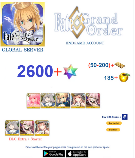 [Global Server]  2600+ Multiple Combinations  SQ Fate Grand Order FGO Quartz Endgame Reroll