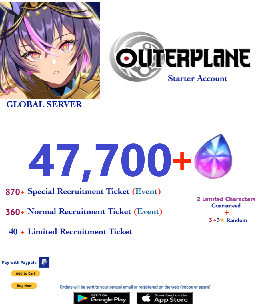 [Global Server] Outerplane 47.700+ Ether  Reroll Starter Account v1