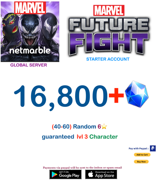 (Global Server)  16,800 Gems  Marvel Future Fight Starter Account