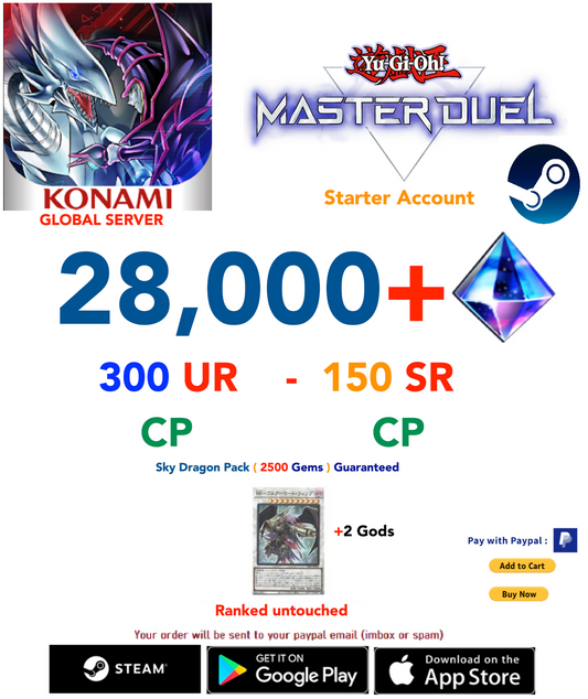 [SERVER GLOBAL/STEAM]  28,000+ Gems Yu-Gi-Oh! Master Duel Starter Reroll Account