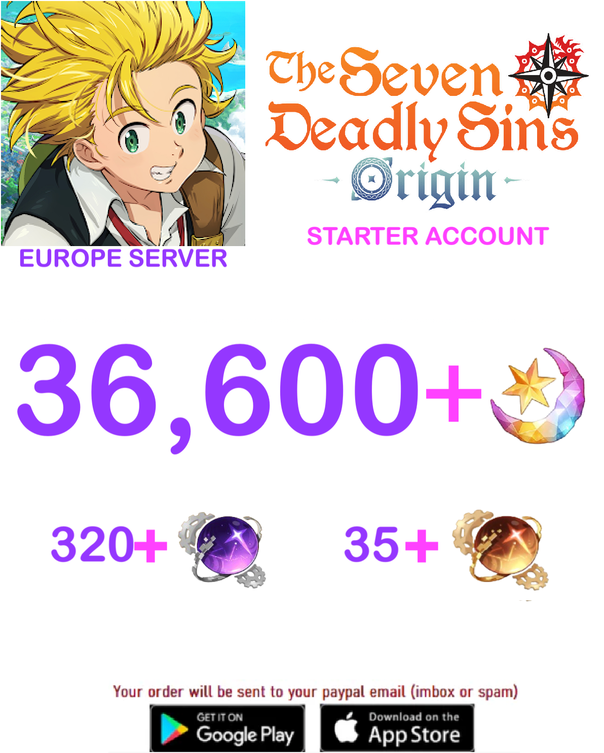 ⭐ EUROPE SERVER⭐  ??+ Star Fragments 7ds Origins Starter Account