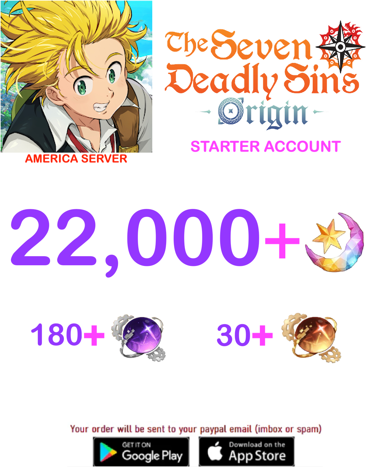 ⭐ AMERICA SERVER⭐ ????+ Star Fragments 7ds Origins Starter Account
