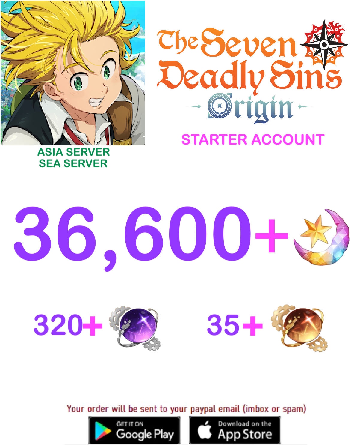 ⭐ ASIA/SEA SERVER⭐ ???+ Star Fragments 7ds Origins Starter Account