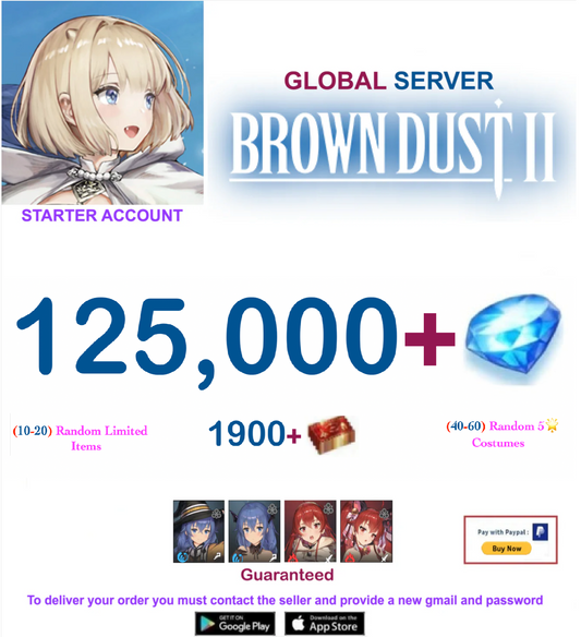 [Global Server/Unlinked] 125.000 Gems  BDust 2 x MT Collab  Starter Reroll Account