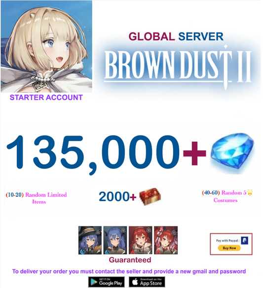 [Global Server/Unlinked] 135.000 Gems  BDust 2 x MT Collab  Starter Reroll Account