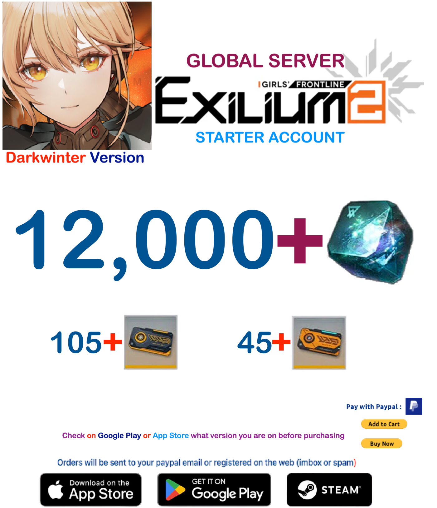 (Global Server-America- DarkWinter)  12.000 + Collapse Piece GIRLS' FRONTLINE 2: EXILIUM Starter account