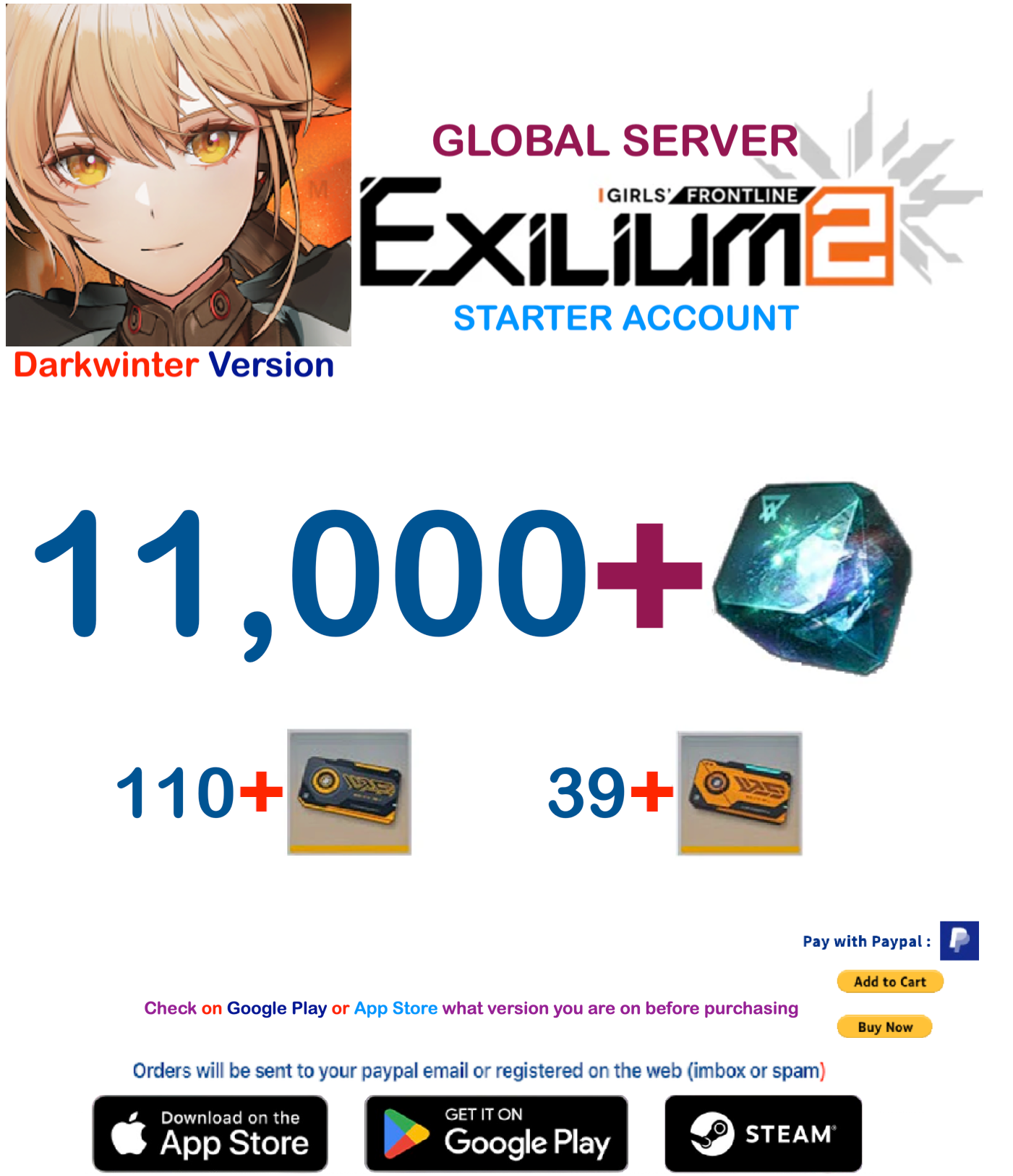 (Global Server-America- DarkWinter)  11.000 + Collapse Piece GIRLS' FRONTLINE 2: EXILIUM Starter account