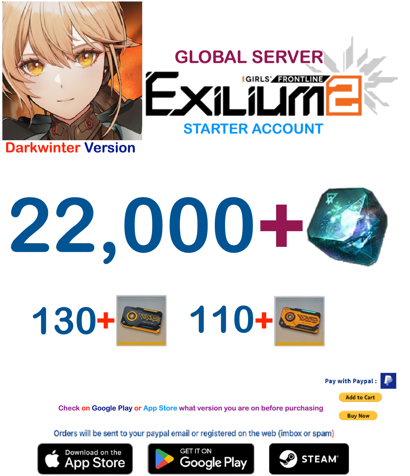 (Global Server-America- DarkWinter)  22.000 + Collapse Piece GIRLS' FRONTLINE 2: EXILIUM Starter account