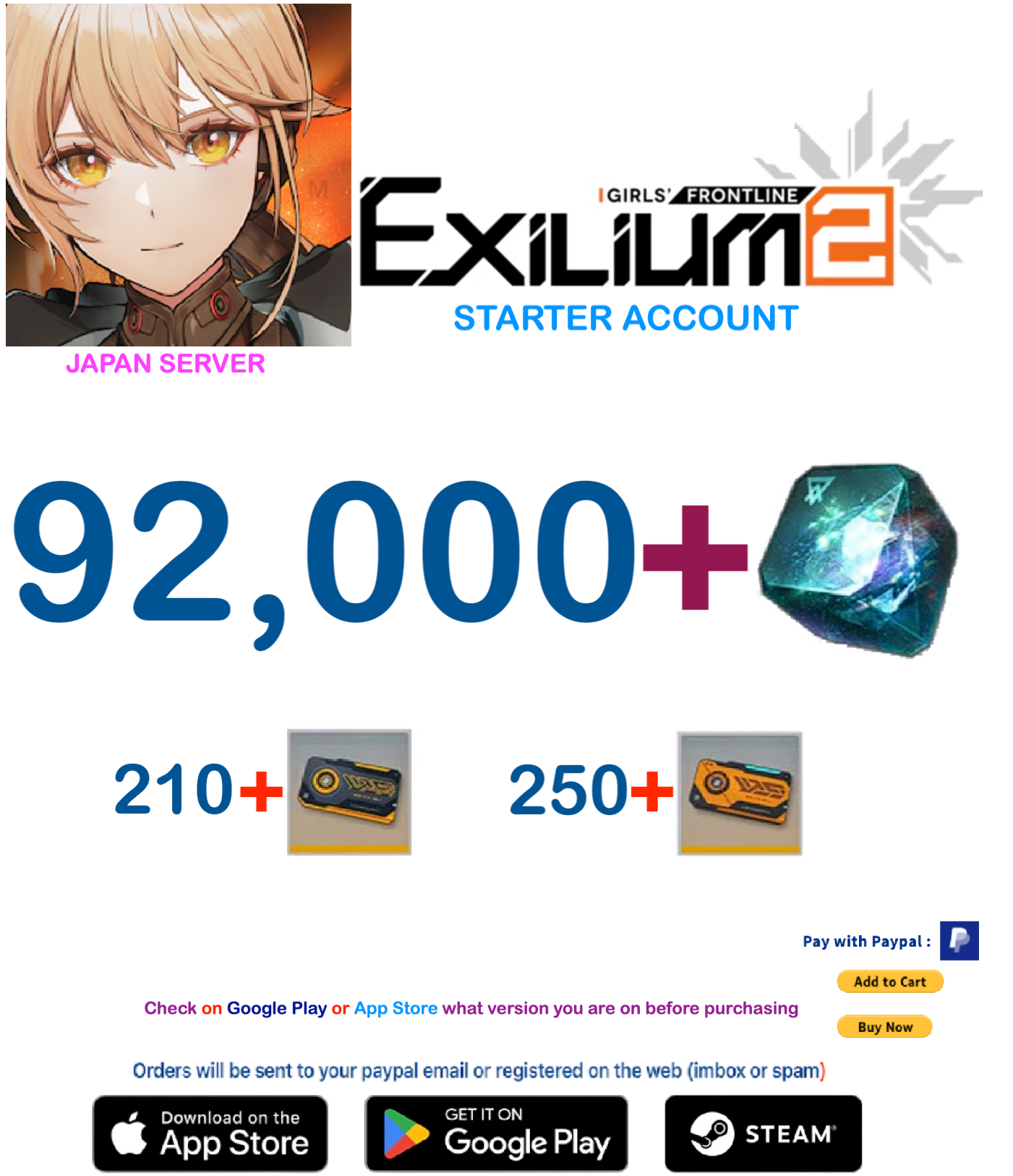 (JAPAN SERVER)  92.000 + Collapse Piece GIRLS' FRONTLINE 2: EXILIUM Starter account
