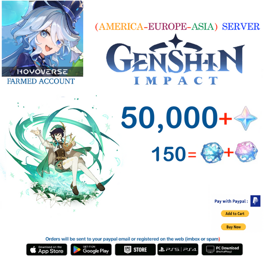 ⭐[All Servers]⭐  50,000 Primogems +  Venti - Multiple combinations - Genshin Impact Reroll Farmed Account