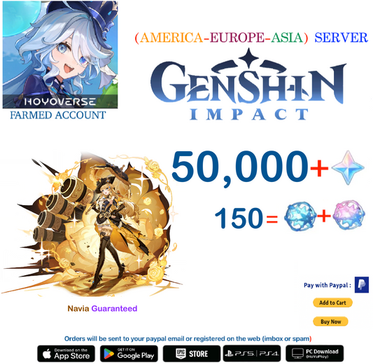 ⭐[All Servers]⭐  50,000 Primogems +  Navia - Multiple combinations - Genshin Impact Reroll Farmed Account