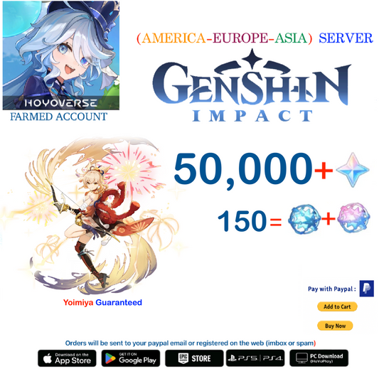 ⭐[All Servers]⭐  50,000 Primogems +  Yoimiya - Multiple combinations - Genshin Impact Reroll Farmed Account